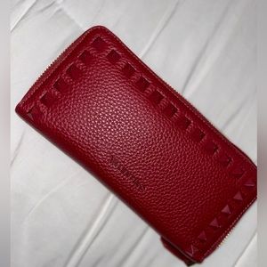 Valentino Studded Red Leather Wallet